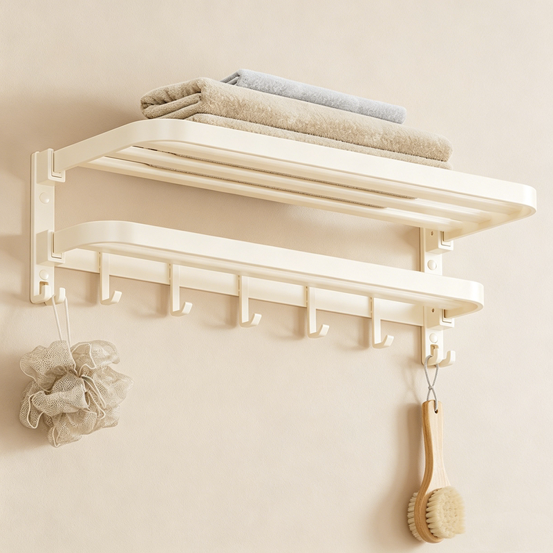 Bathroom Towel Rack, Clothes Hanger, Hook, Storage Rack for Clothes, Toilet Shower Rack, Bathroom No-Drill Storage Rack