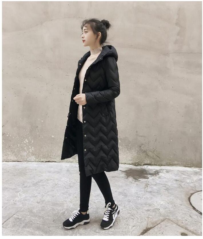 2018 mùa đông mới dài áo khoác cotton nhẹ phiên bản Hàn Quốc của bộ đồ cotton mỏng giảm béo với áo khoác cotton thắt eo áo phao nữ dáng dài hàn quốc