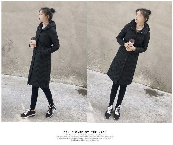 2018 mùa đông mới dài áo khoác cotton nhẹ phiên bản Hàn Quốc của bộ đồ cotton mỏng giảm béo với áo khoác cotton thắt eo áo phao nữ dáng dài hàn quốc