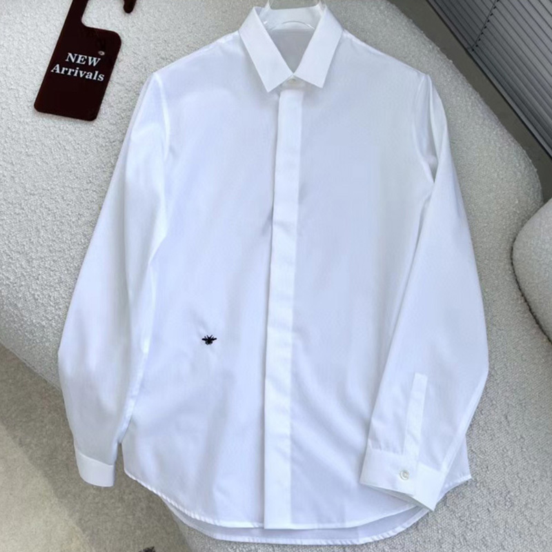 Spring and Summer European Station Trendyy Brand Cd Embroidered Little Bee Shirt European Fashion Business Slim Long-Sleeved Shirt for Men Spring and Summer European Station Trendyy Brand Cd Embroidered Little Bee Shirt European Fashion Business Slim Long-Sleeved Shirt for Men