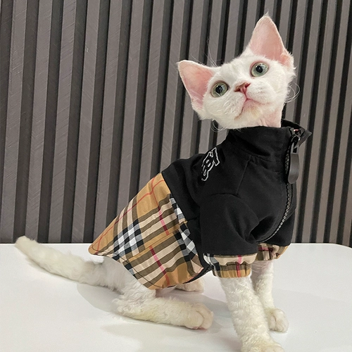 Безворосная одежда для кошачьей одежды Renfacai кот кошка Девин одежда чистая хлопковая сплайсинговая куртка модный осень и зимний стиль