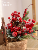 Christmas desktop decorations Christmas red fruit skewers berry red fruit bouquet living room vase flower arrangement