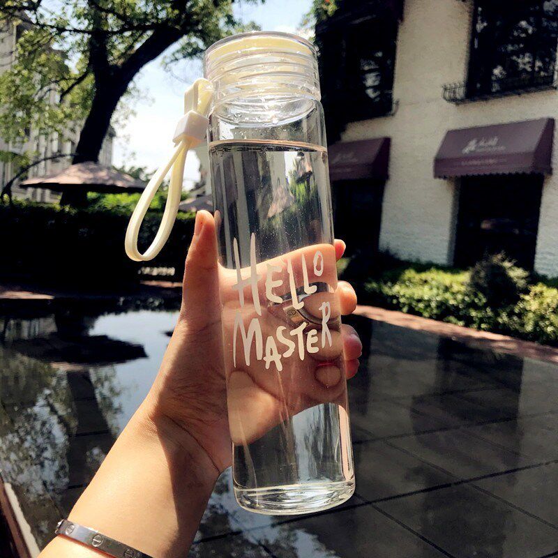 Water cup Korean version portable couple text female cute fall-resistant men's matte gradient color student transparent forest