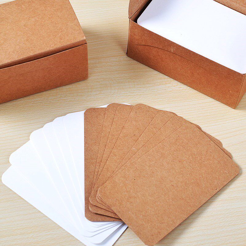 Memory handcard double face letdown blank card cow leather color handwriting single word hard paper literacy white writing stationery