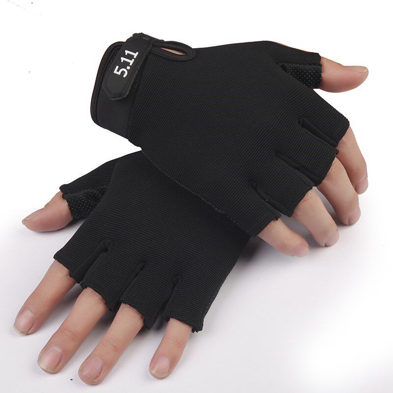 Leaky finger fitness warm sunscreen black half-finger gloves summer simple exposed finger no finger half breathable forest