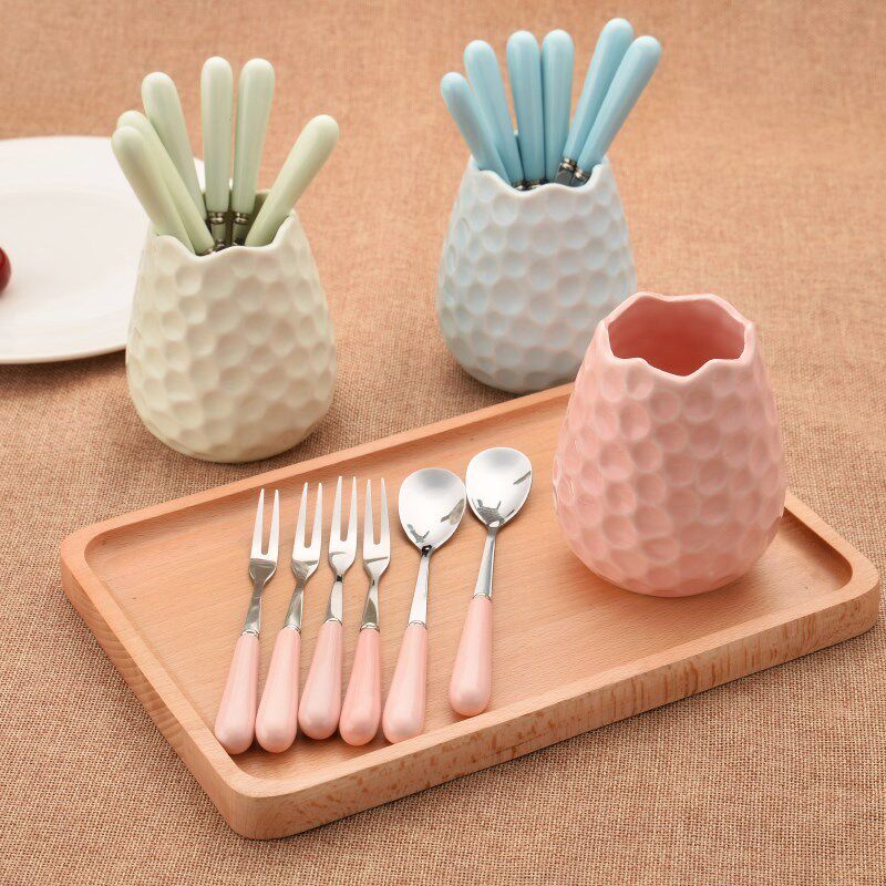 Safe Home Fruit Sign Ice Sand Fruits & Vegetables Ceramics Creative Moon Cake Suit Salafruit Fork-Proof Cute Art