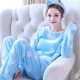 Mùa thu và mùa đông flannel phụ nữ trung niên Dịch vụ tại nhà Hàn Quốc Các bà mẹ trung niên và cao tuổi Bộ đồ ngủ pyjama có kích thước và nhung dày hơn - Cha mẹ và con