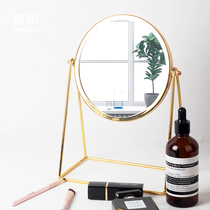 Mirror makeup mirror desktop desktop girl heart ins net red home bedroom Nordic dormitory gold dressing mirror