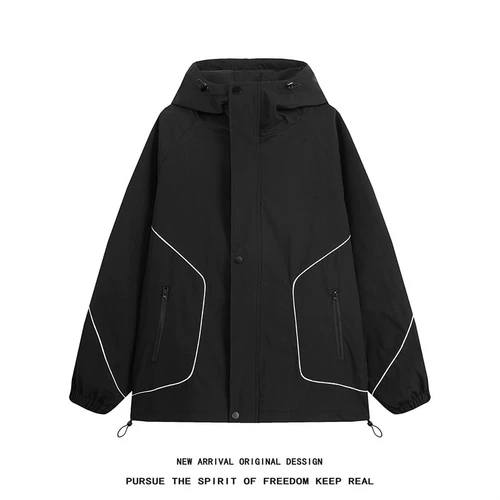 Дорожная ветрозащитная водонепроницаемая демисезонная осенняя спортивная куртка, в американском стиле, оверсайз