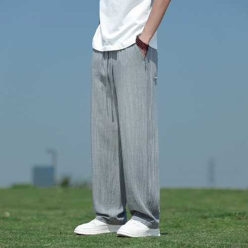Тонкие шелковые штаны для отдыха, из хлопка и льна, свободный крой