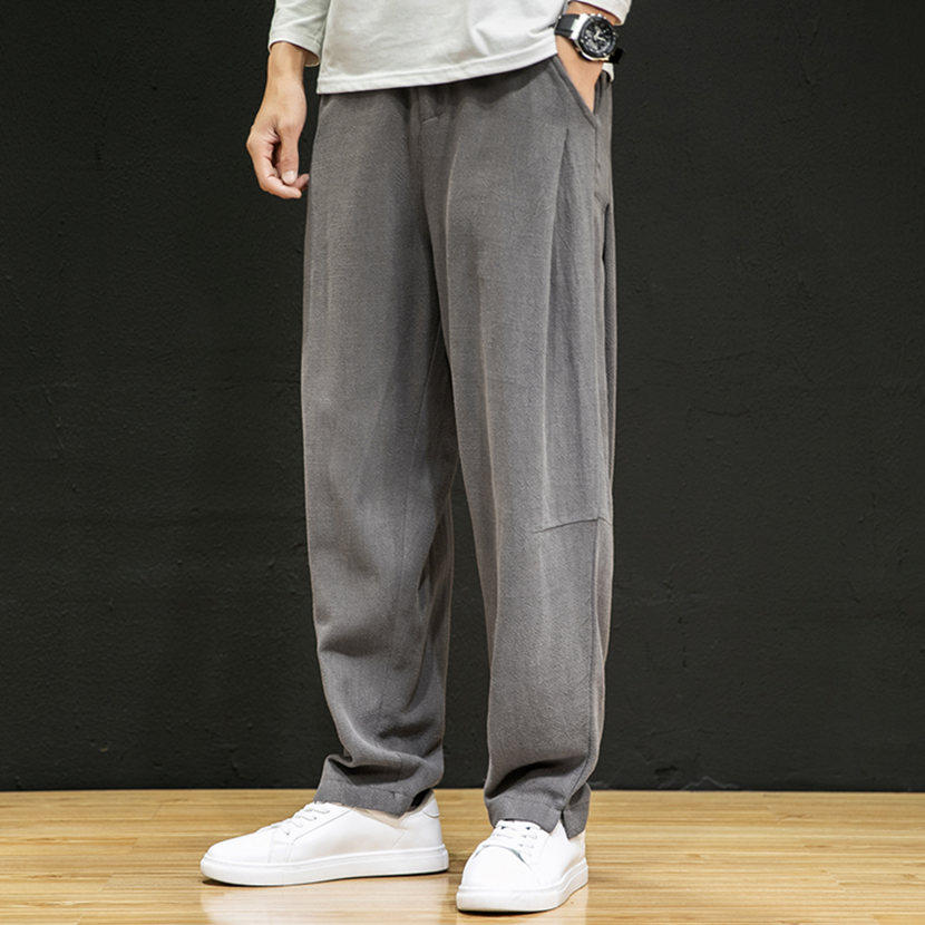 Pants men's summer men's linen pants Chinese style men's cotton and linen casual pants straight-leg drape men's pants new summer pants