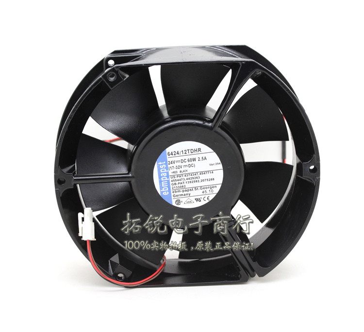 West German EBMPAPST 6424 12TDHR 17cm 24V 24V 2 5A large air volume full metal industrial fan