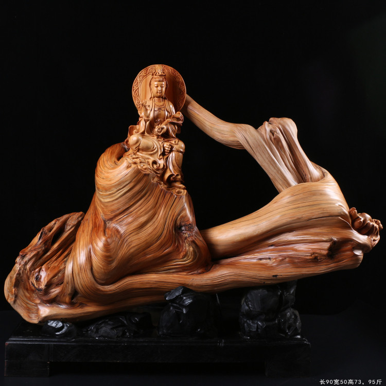 Natural cliff Bergen Sculpture Pendulum with Taihang Aging Material Old Stock Ruyi Guanyin Buddha Statue Wood Carving Craft Gift Hem Boutique