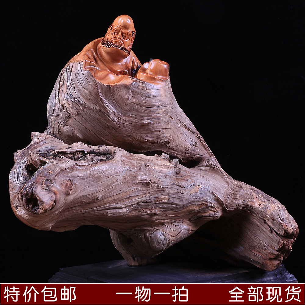 Wood Carving Cliff Berda Morgan Sculpture Pendulum with Taihang Aging Material Old Material Buddha Sculptures Craftsmanship Gifts Swing Accessories Gift Special Price