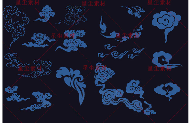 素材-160款传统祥云图案 中国风古典云纹PNG免抠 矢量装饰设计素材插图4小新卖蜡笔