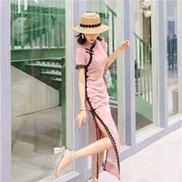 TMZ Long Pink Lace Edge 1057