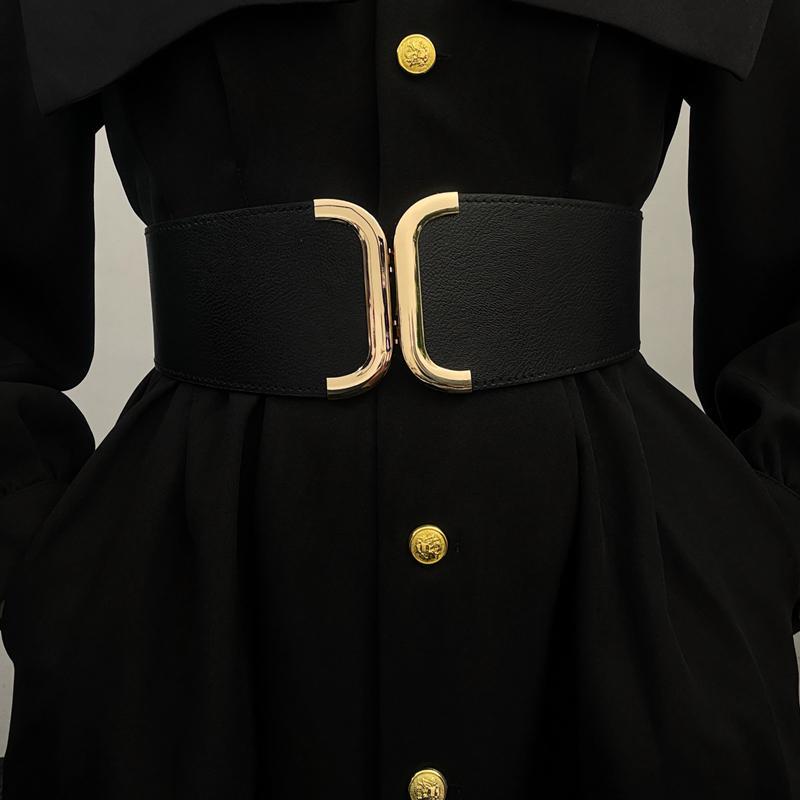 Korean Style Black Wide Belt for Women, Fashionable and Versatile, Decorative Accessory for Dresses, Suits, and Coats, Elastic Waist Cincher Korean Style Black Wide Belt for Women, Fashionable and Versatile, Decorative Accessory for Dresses, Suits, and Coats, Elastic Waist Cincher