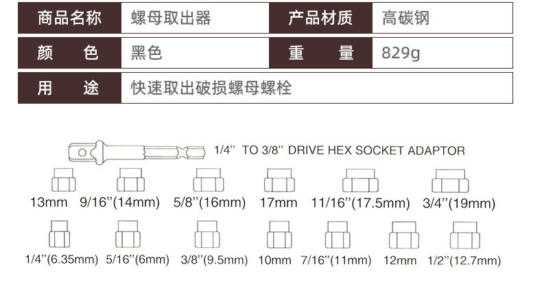 Инструмент для ремонта электрики 14pcs nut extractor anti tooth sleeve sliding teet螺母取出器