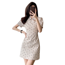 New Chinese style young style cheongsam short skirt 2024 summer new high-end small doll collar slim dress