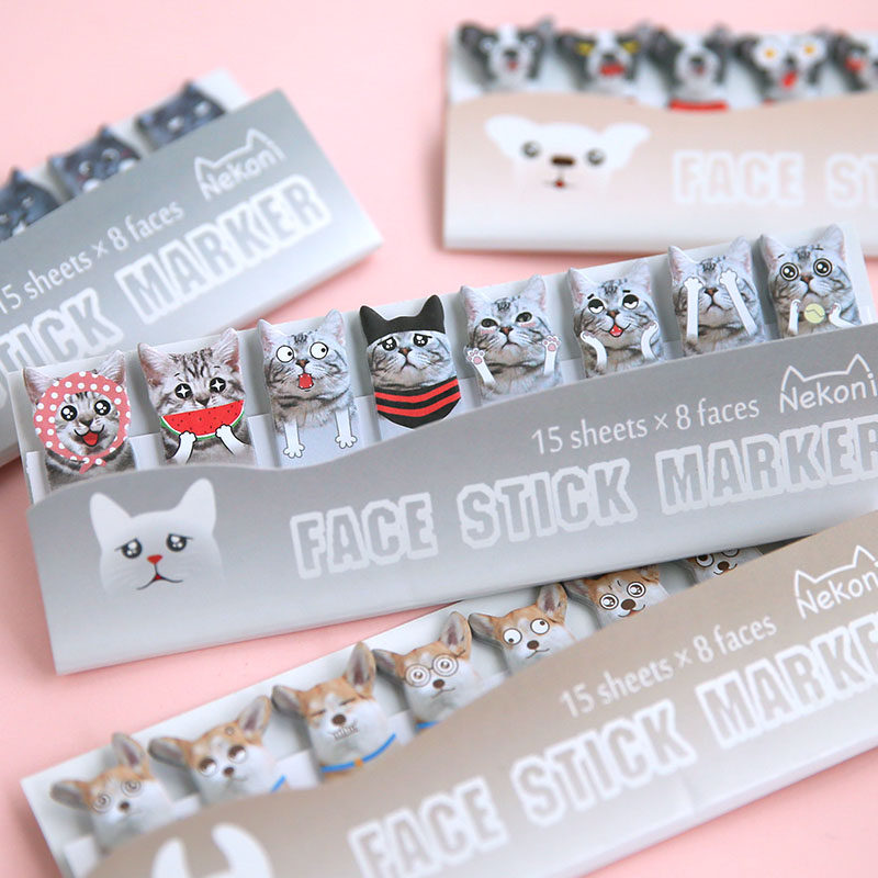 nekoni sticky note strips mark students with sticky notes cute cartoon cute pet expression N times stickers index stickers