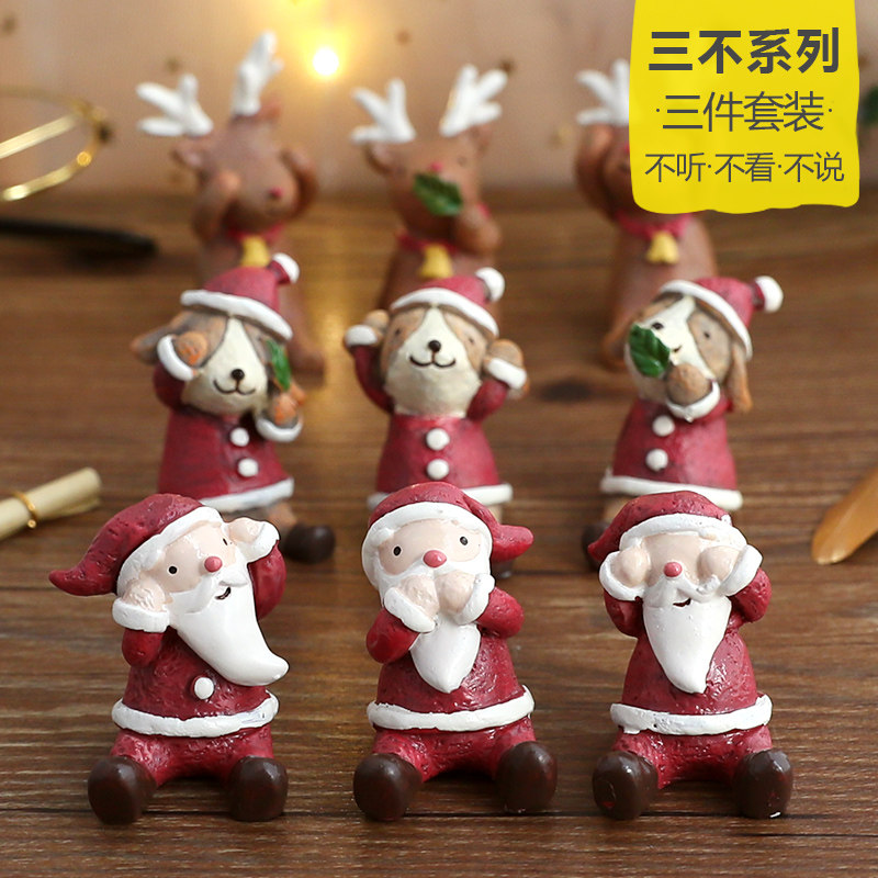 zakka Idea Christmas Gift American Countryside Nordic Cute Small Pendulum Christmas resin Handicraft