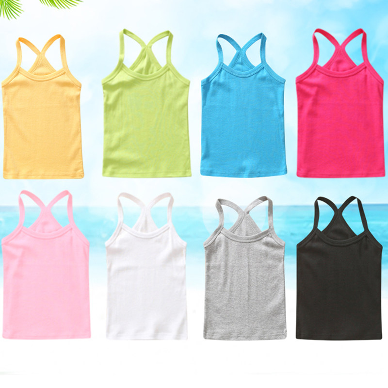 Girls camisole Pure cotton thin section girls solid color top Spring, summer, autumn and winter base shirt Small, medium and large children's vest