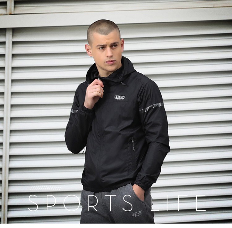 Anta jacket nam 2018 mùa thu mới đen trắng trùm đầu mỏng áo khoác đơn áo chống nắng áo gió thể thao giản dị áo khoác adidas
