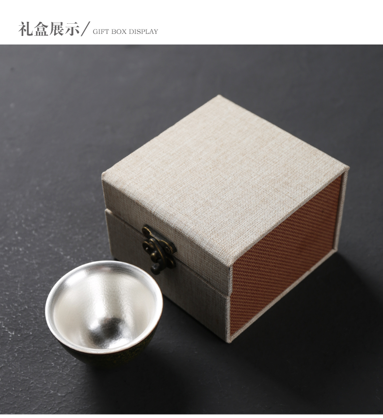 ZongTangYin ceramic cups tea master cup single CPU manually coppering. As kung fu sample tea cup silver cup bowl