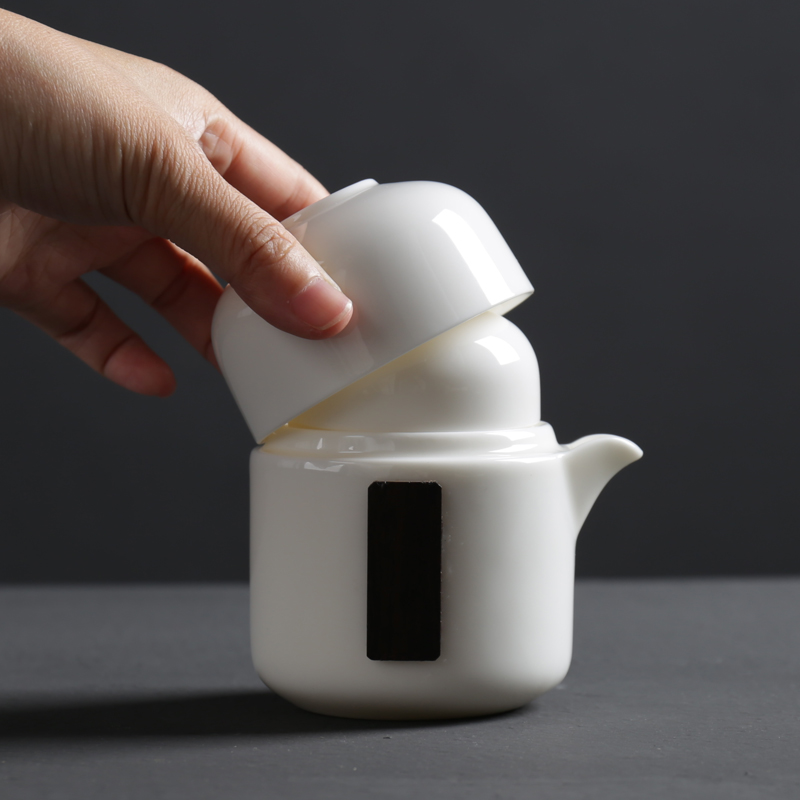 ZongTang white porcelain Japanese travel kung fu tea set portable crack cup a pot of 2 cup teapot is suing single tourism