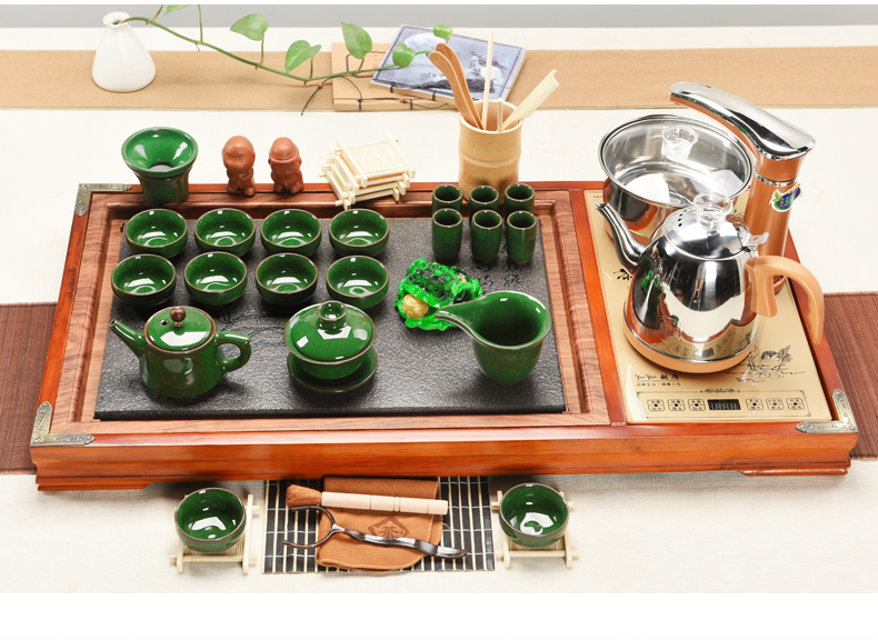 ZongTang tea tea set suit household violet arenaceous kung fu tea set in one of a complete set of induction cooker solid wood tea tray