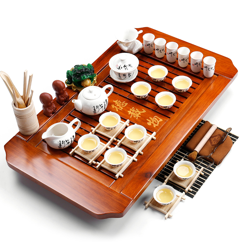 ZongTang to yet kung fu tea set with your up purple sand tea set tea service of a complete set of ceramic solid wood tea tray tea table