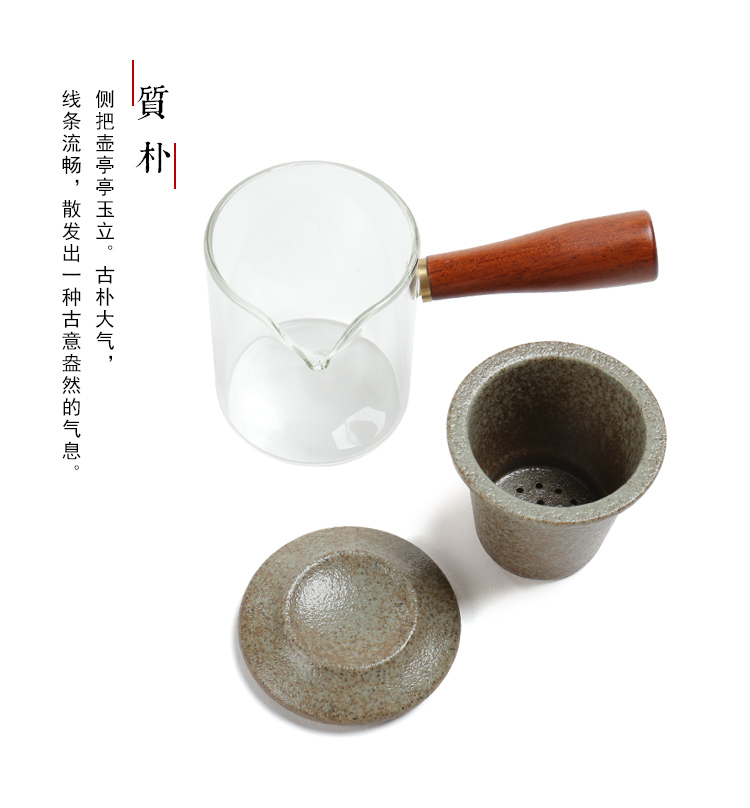 Travel ZongTang ceramic tea set a pot of four Japanese and coarse pottery glaze stone tea vintage kung fu tea set