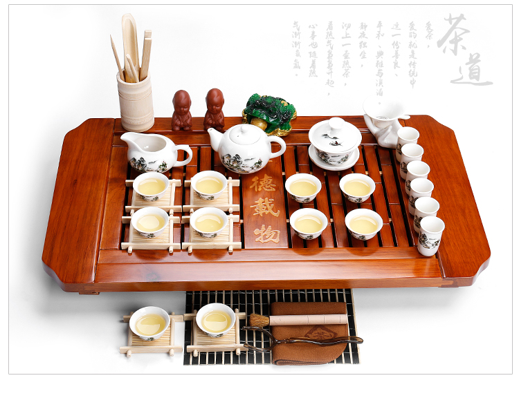 ZongTang to yet kung fu tea set with your up purple sand tea set tea service of a complete set of ceramic solid wood tea tray tea table