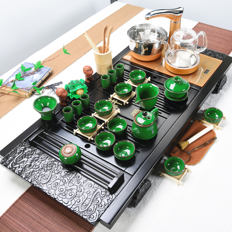 ZongTang household kung fu tea set tea tray was solid wood tea table of a complete set of ceramic tea set automatic four unity tea sea