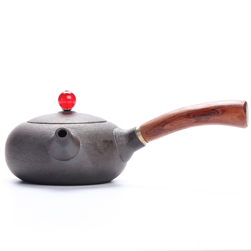 Lateral ZongTang coarse pottery teapot Japanese inoculation handle archaize single pot of kung fu tea pu 'er tea