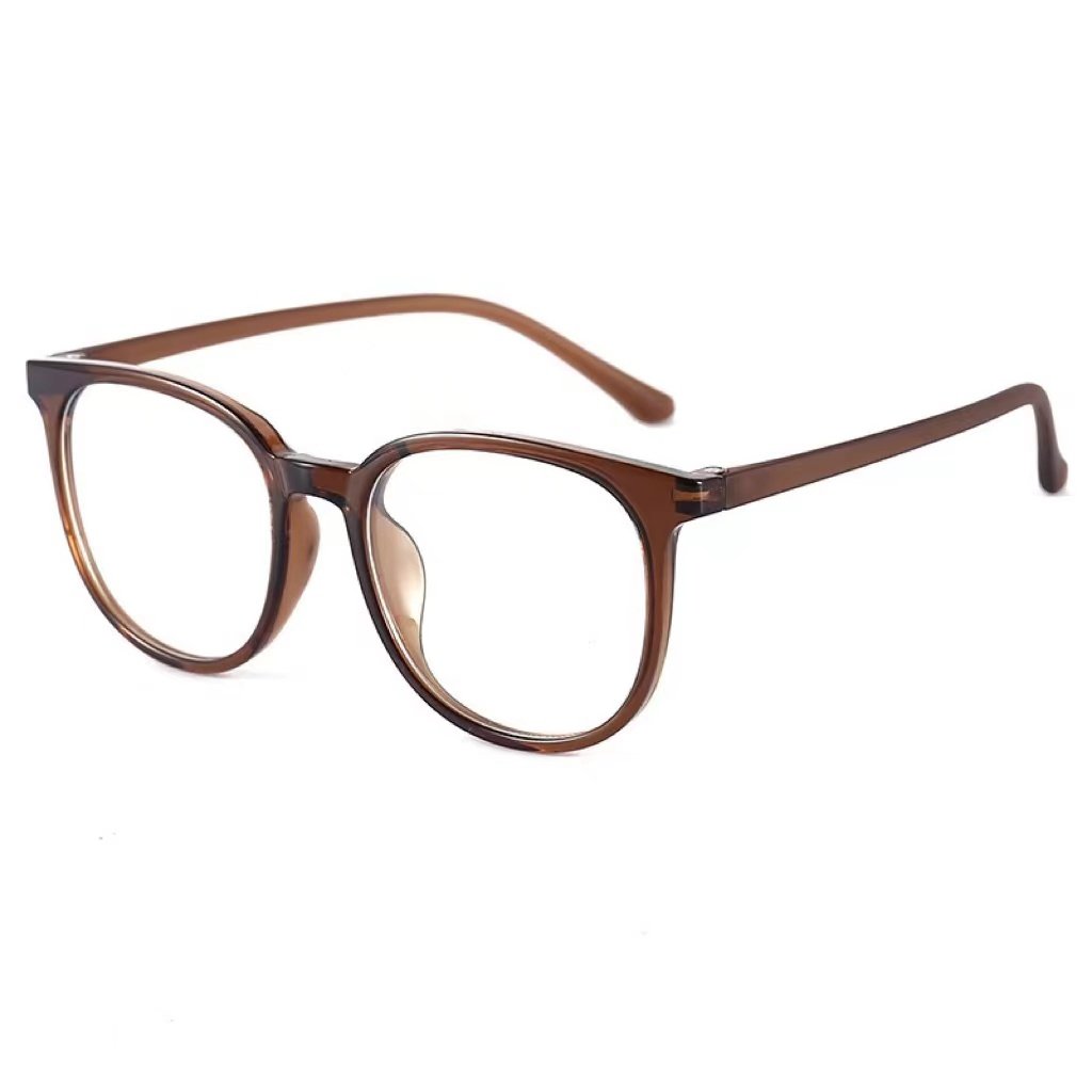 Ultra-Light Korean-Style Cold Tea-Colored Prescription Glasses for Women, Suitable for Square and Round Faces, Natural Look Frames, Make Large Faces Appear Slimmer