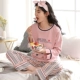 Đồ ngủ nữ mùa xuân và mùa thu cotton dài tay Học sinh Hàn Quốc dễ thương dịch vụ tại nhà mùa hè lỏng lẻo bên ngoài phù hợp với mùa đông - Nam giới