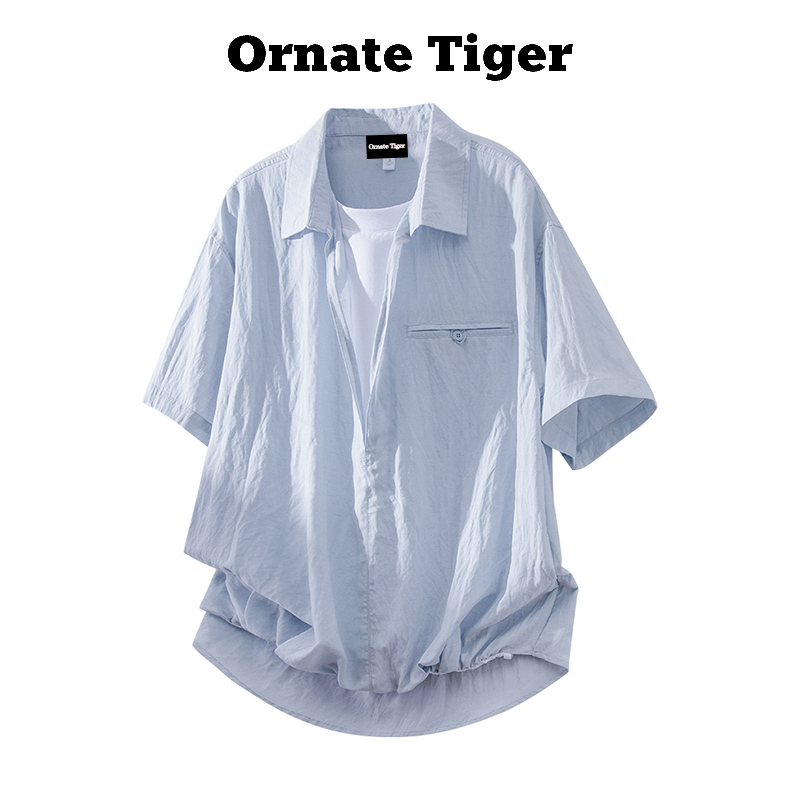 New Ornate Tiger2026 Summer ins Short-Sleeved Shirt, Japanese Style, Thin, Breathable, Lazy Style Shirt