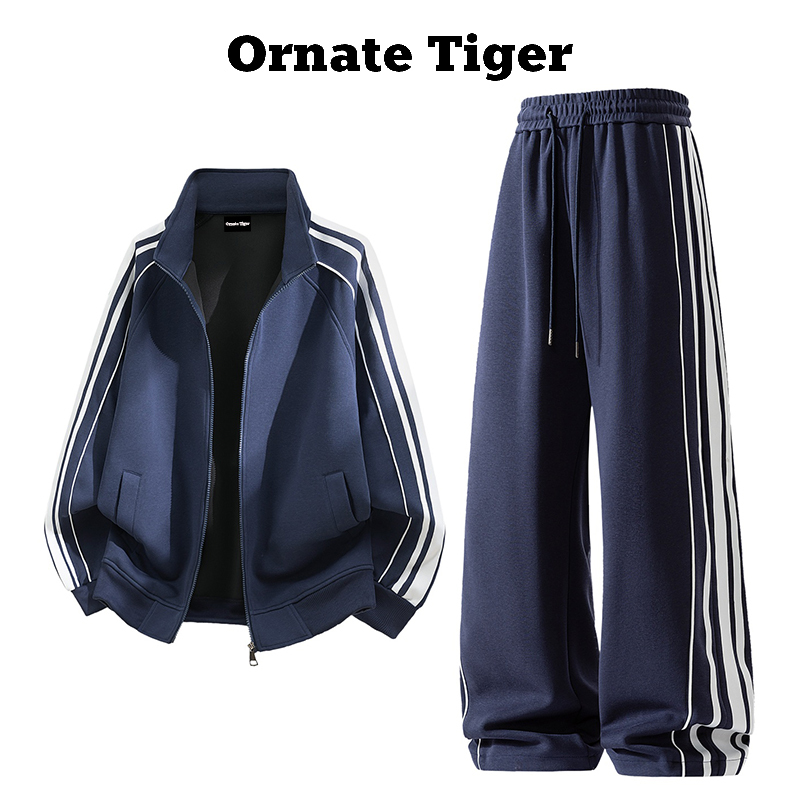 New Orvant Tiger Casual Style Striped Sports Two-Piece Set for Women with Stand Collar and Zipper Design, Autumn Suit New Orvant Tiger Casual Style Striped Sports Two-Piece Set for Women with Stand Collar and Zipper Design, Autumn Suit