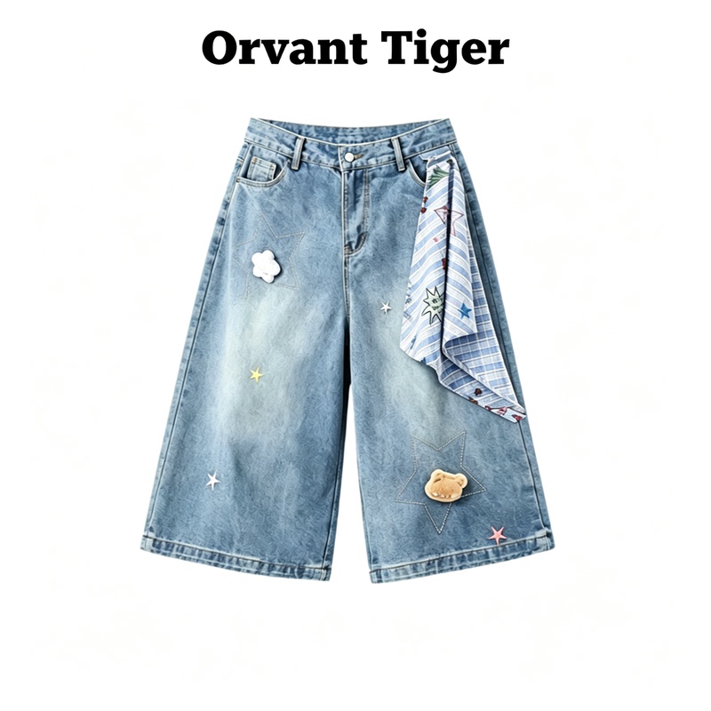 New Orvant Tiger Summer Embroidered Star Denim Capri Pants, Loose Slimming Shorts, Age-Reducing Mid-Length Pants New Orvant Tiger Summer Embroidered Star Denim Capri Pants, Loose Slimming Shorts, Age-Reducing Mid-Length Pants