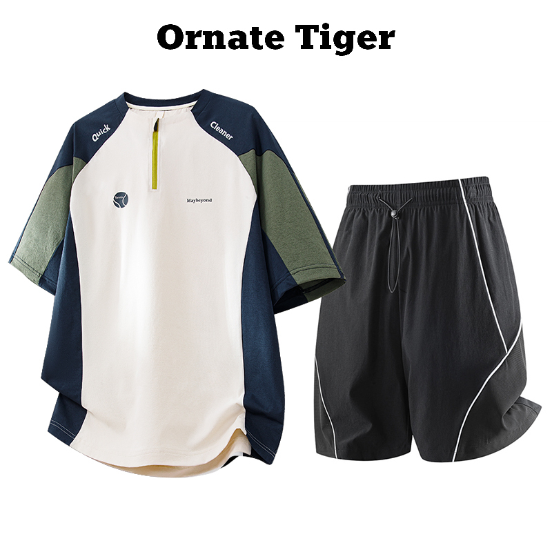 New Ornate Tiger2026 Color-Blocking Suit, Summer Outdoor Casual Sportswear Two-Piece Set, Slimming and Covering the Body