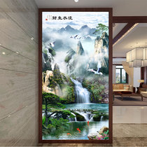 Art glass screen partition European style simple aisle frosted carved relief three-dimensional entrance background wall welcoming pine