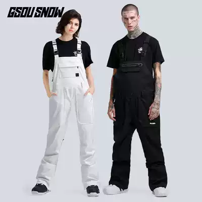 Holding baby bag single board pants men's loose Waterproof warm snow pants one-piece double board women's ski veneer