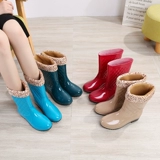 Модная обувь, комфортные нескользящие сапоги, флисовые туфли, средней длины, в корейском стиле