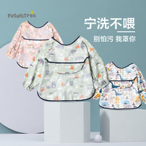 Baby gown children autumn and winter waterproof anti-dirty bib apron long sleeve anti-dressing cotton female male baby eating clothes