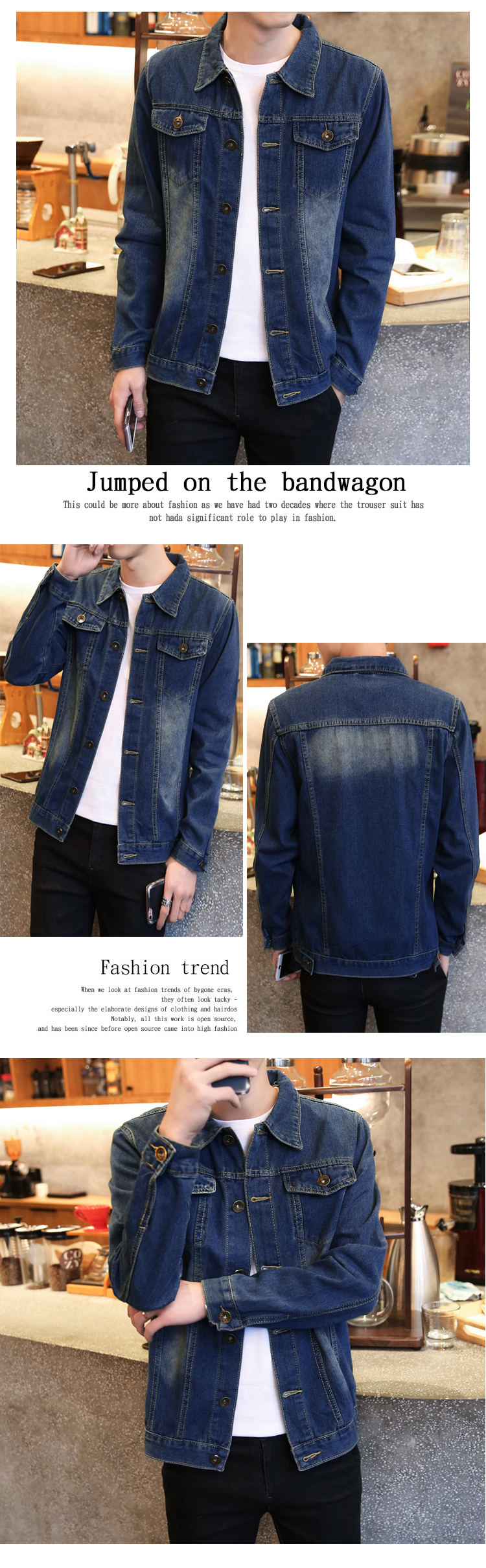 Denim phù hợp với nam giới mùa xuân và mùa thu mới của Hàn Quốc phiên bản của denim mỏng áo khoác nam áo khoác với quần denim bộ