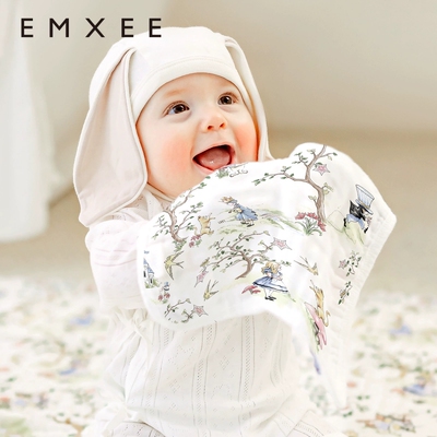 嫚熙婴儿纯棉柔纱布口水小方巾