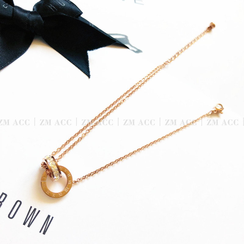 ZM ACC Châu Âu và Mỹ thời trang khí chất đơn giản Chữ số La Mã kim cương đôi nhẫn đeo chéo nữ vòng chân vàng hồng trang sức lắc chân nữ titan