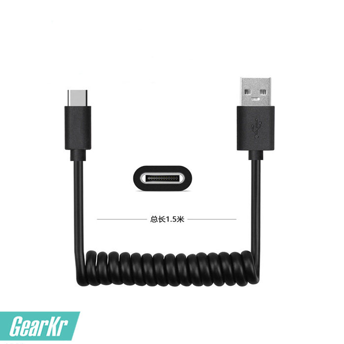 Fattening type-C data line USB3 1 charging line suitable for Xiaomi Huawei MicroUSB telescopic spring wire-Taobao