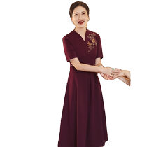 Grandma Xis 2024 new mothers wear wedding banquet dress cheongsam middle-aged wedding wedding dress can usually wear large sizes